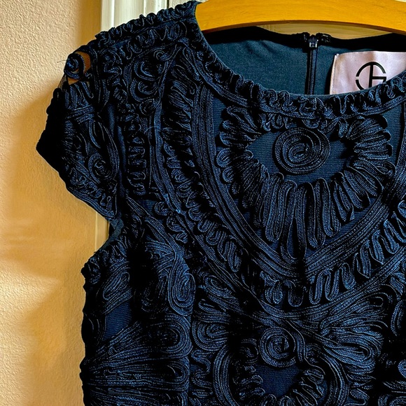 J S Collections Navy Sheath Midi Dress Size 8 - Picture 10 of 12